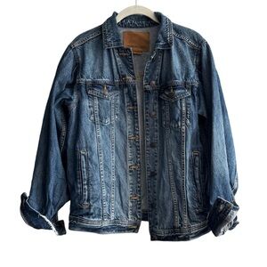 American Eagle Relaxed Fit Slightly distresses Jean Jacket Cotton Blue Size XS